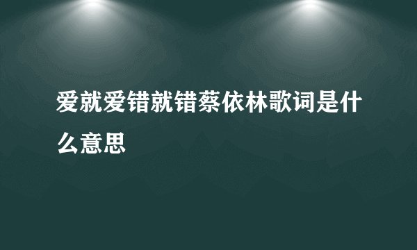 爱就爱错就错蔡依林歌词是什么意思