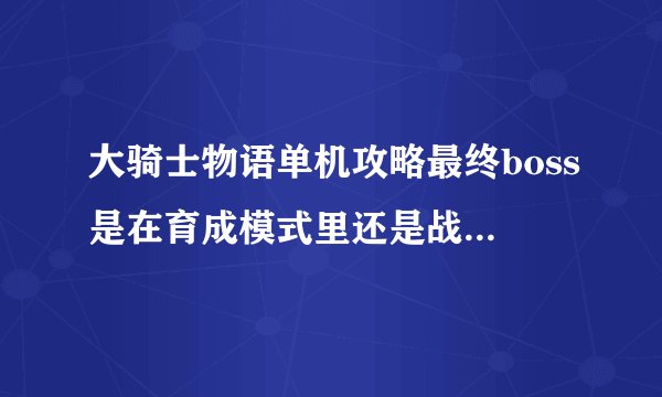 大骑士物语单机攻略最终boss是在育成模式里还是战争模式里