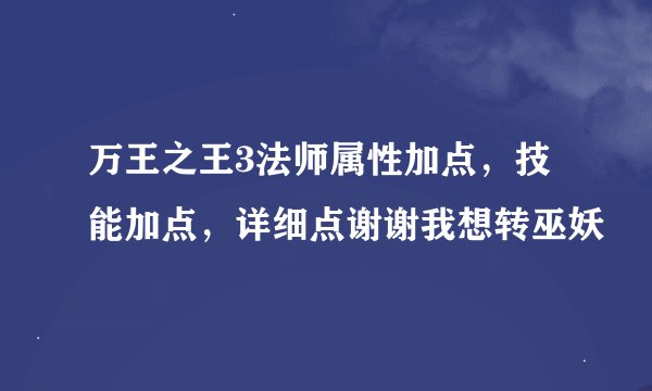 万王之王3法师属性加点，技能加点，详细点谢谢我想转巫妖