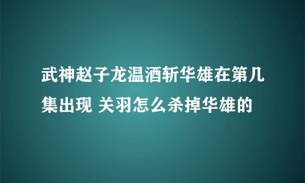 武神赵子龙温酒斩华雄在第几集出现 关羽怎么杀掉华雄的