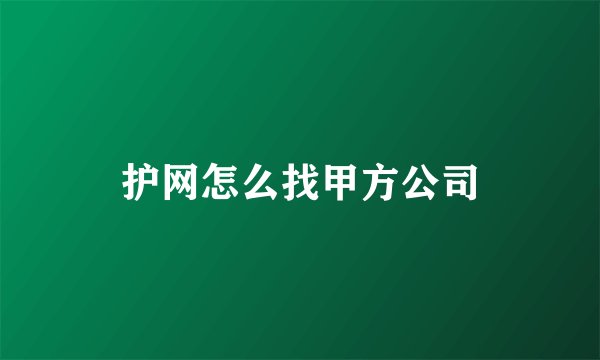 护网怎么找甲方公司