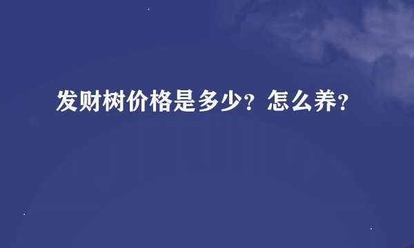 发财树价格是多少？怎么养？
