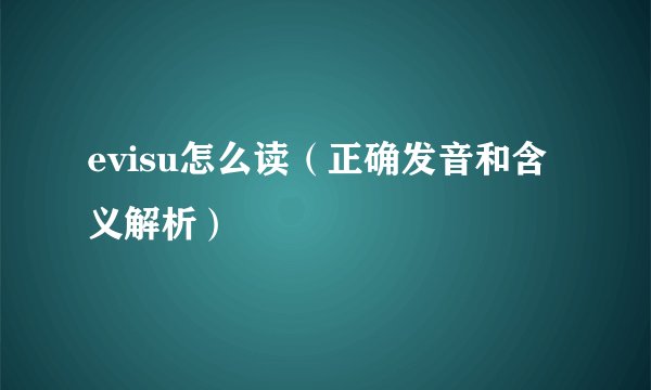 evisu怎么读（正确发音和含义解析）