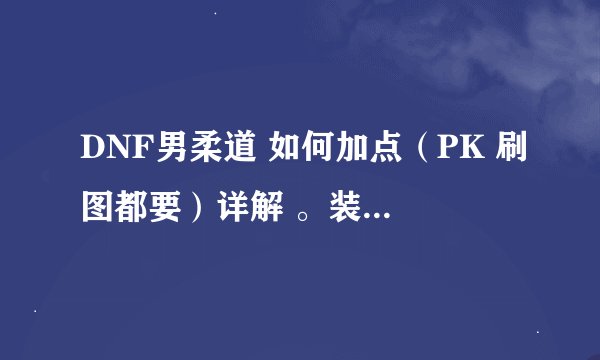 DNF男柔道 如何加点（PK 刷图都要）详解 。装备 选择？？？