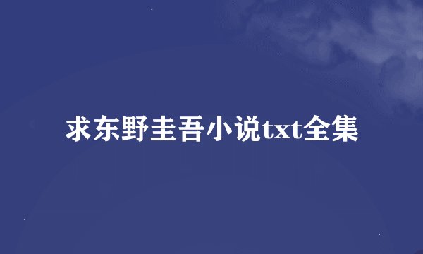 求东野圭吾小说txt全集