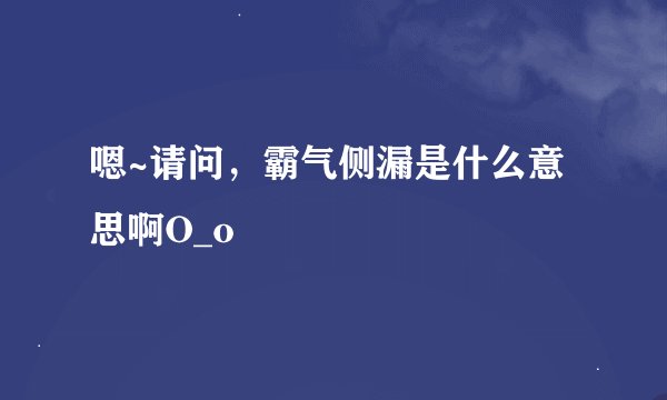 嗯~请问，霸气侧漏是什么意思啊O_o