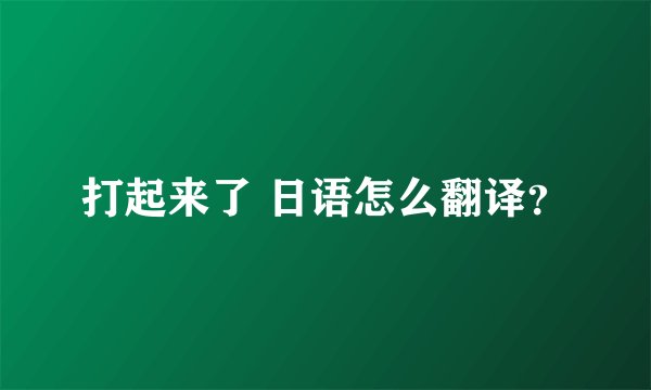 打起来了 日语怎么翻译？