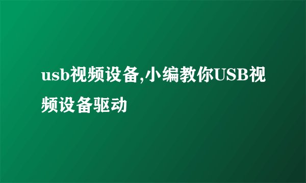 usb视频设备,小编教你USB视频设备驱动
