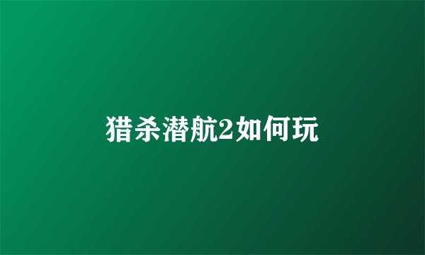 猎杀潜航2如何玩