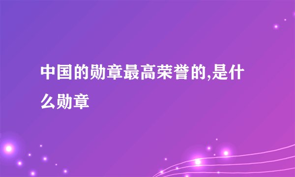 中国的勋章最高荣誉的,是什么勋章