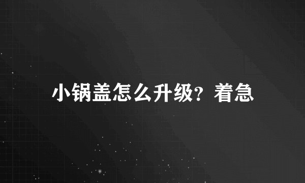 小锅盖怎么升级？着急