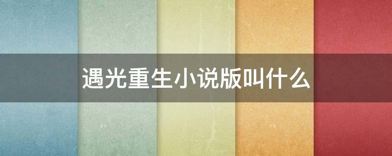 遇光重生小说版叫什么