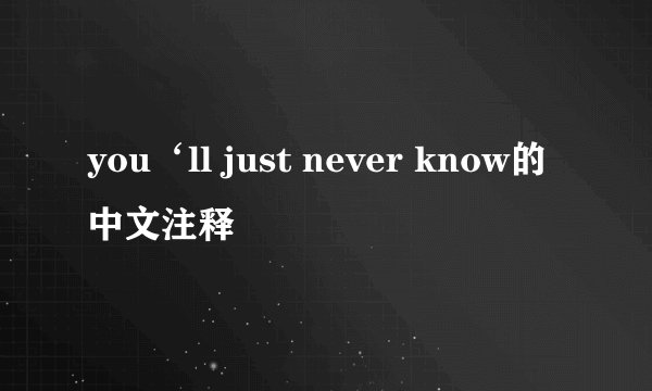 you‘ll just never know的中文注释