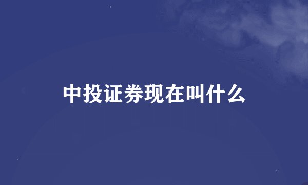 中投证券现在叫什么