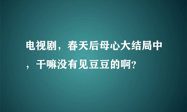 电视剧，春天后母心大结局中，干嘛没有见豆豆的啊？
