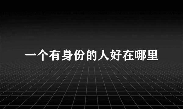一个有身份的人好在哪里