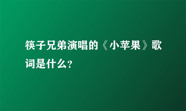 筷子兄弟演唱的《小苹果》歌词是什么？