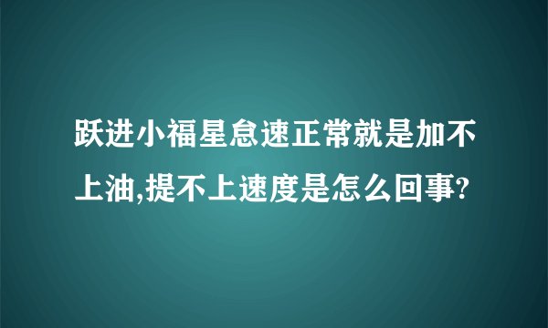 跃进小福星怠速正常就是加不上油,提不上速度是怎么回事?