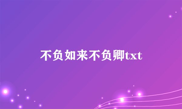 不负如来不负卿txt