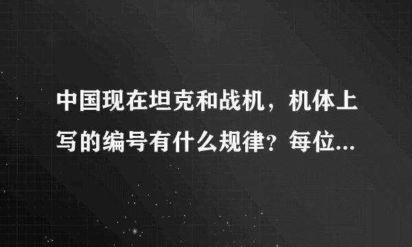 中国现在坦克和战机，机体上写的编号有什么规律？每位代表什么意思？