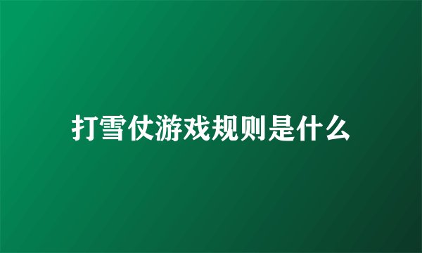 打雪仗游戏规则是什么