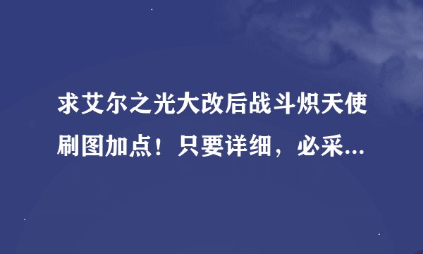 求艾尔之光大改后战斗炽天使刷图加点！只要详细，必采纳！如果是高手，希望能给点建议！