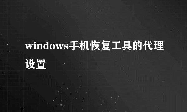 windows手机恢复工具的代理设置