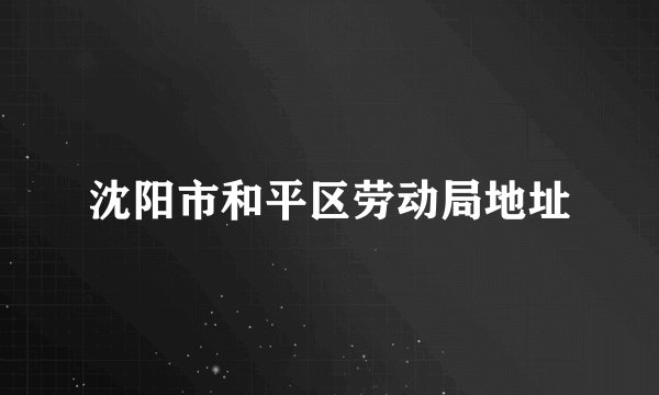 沈阳市和平区劳动局地址