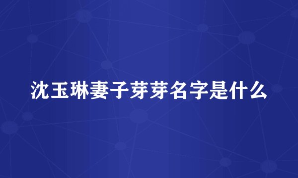 沈玉琳妻子芽芽名字是什么