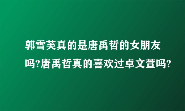 郭雪芙真的是唐禹哲的女朋友吗?唐禹哲真的喜欢过卓文萱吗?