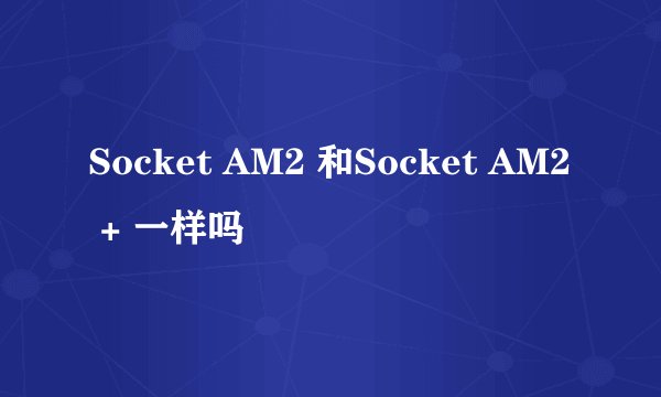 Socket AM2 和Socket AM2 + 一样吗