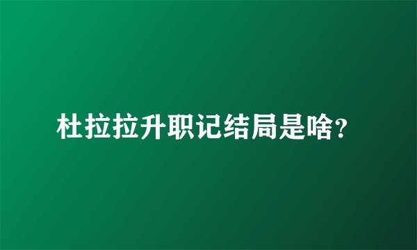 杜拉拉升职记结局是啥？