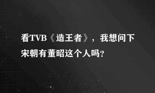 看TVB《造王者》，我想问下宋朝有董昭这个人吗？