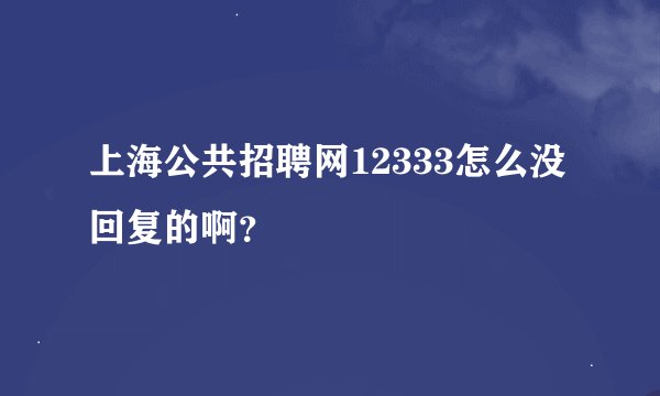 上海公共招聘网12333怎么没回复的啊？