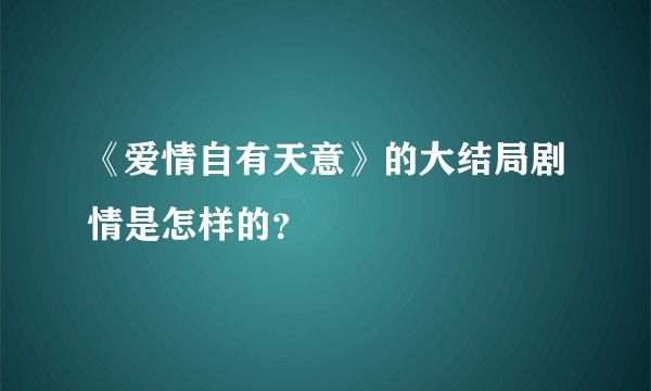 《爱情自有天意》的大结局剧情是怎样的？