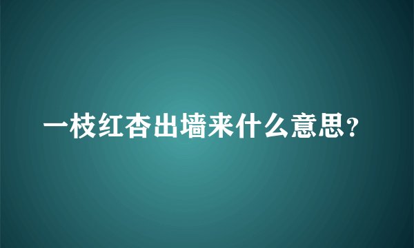 一枝红杏出墙来什么意思？
