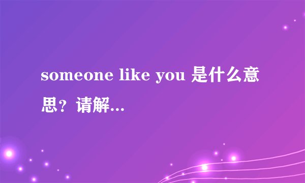 someone like you 是什么意思？请解释一下。