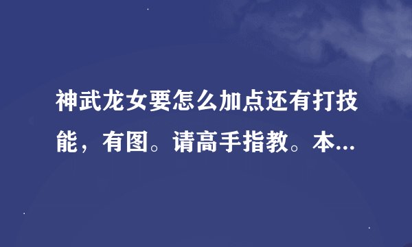 神武龙女要怎么加点还有打技能，有图。请高手指教。本人新手 所以还请说详细点。评价下这个宠物能连吗？