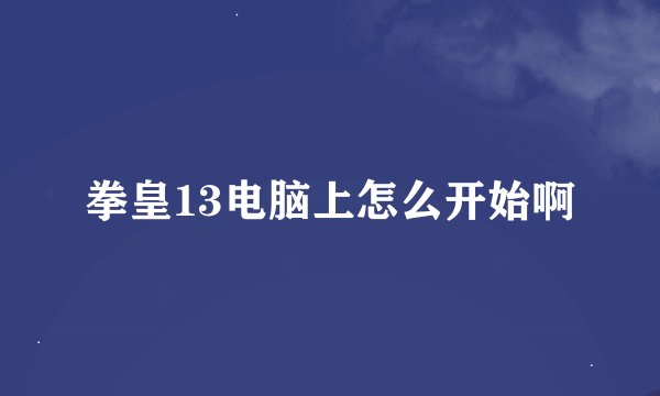 拳皇13电脑上怎么开始啊