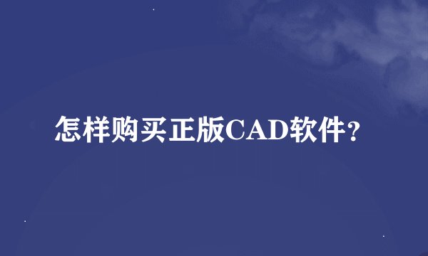 怎样购买正版CAD软件？