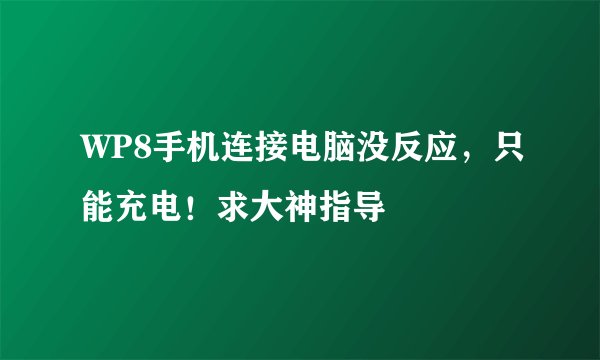 WP8手机连接电脑没反应，只能充电！求大神指导