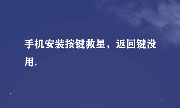 手机安装按键救星，返回键没用.
