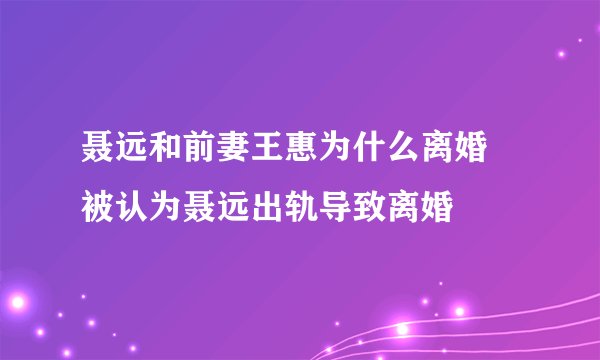 聂远和前妻王惠为什么离婚 被认为聂远出轨导致离婚