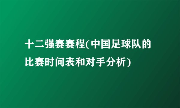 十二强赛赛程(中国足球队的比赛时间表和对手分析)