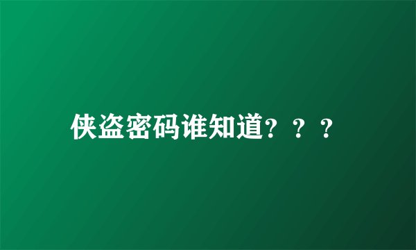 侠盗密码谁知道？？？