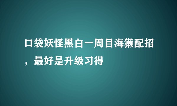 口袋妖怪黑白一周目海獭配招，最好是升级习得