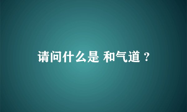 请问什么是 和气道 ?