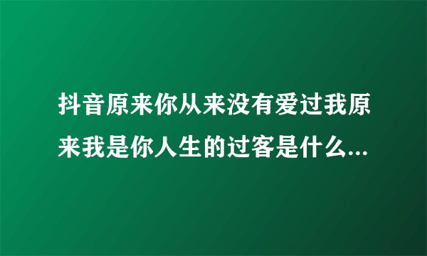 抖音原来你从来没有爱过我原来我是你人生的过客是什么歌 歌词介绍