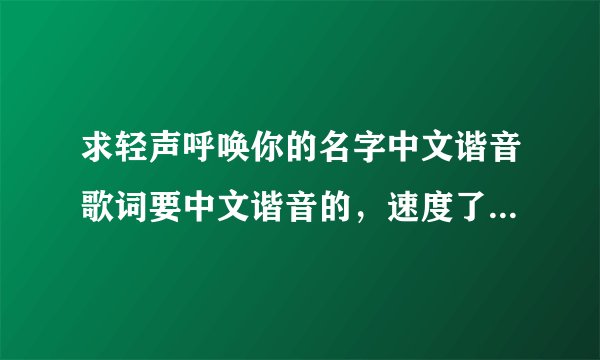 求轻声呼唤你的名字中文谐音歌词要中文谐音的，速度了，各位，帮帮忙吧！拜托各位大神