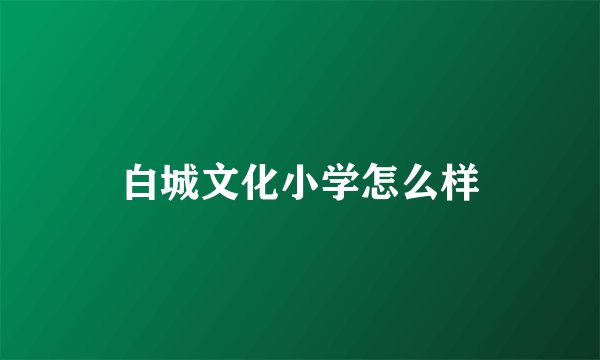 白城文化小学怎么样